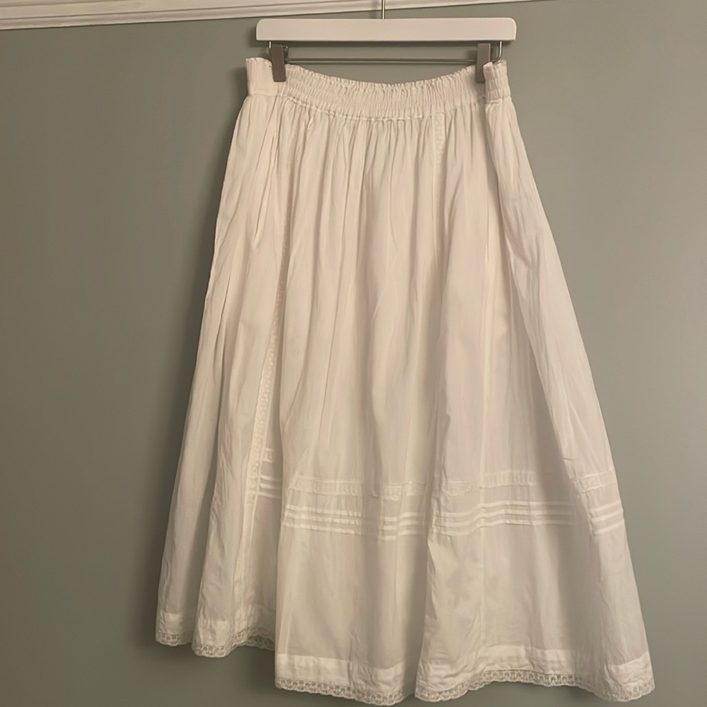 White linen midi skirt